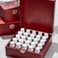 Alchemists Chest wooden box of 25 essential oils Open Box with Background