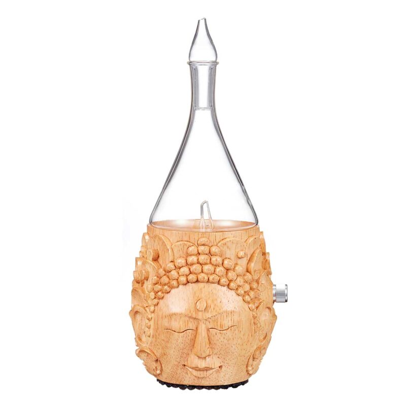 Hand-carved Buddha Head Essential Oil Diffuser by Organic Aromas Front View