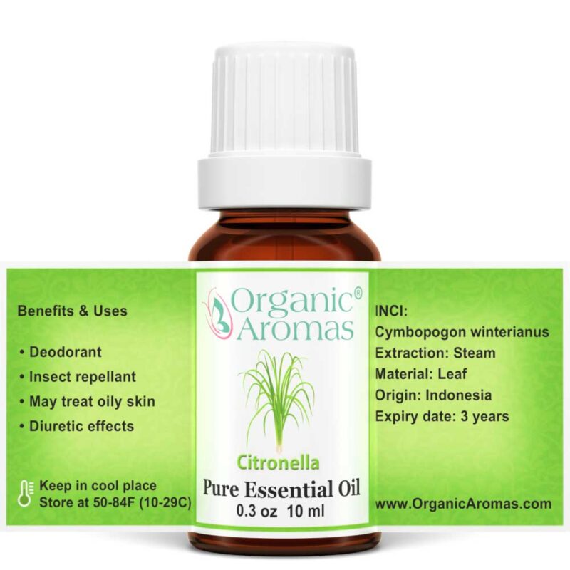 Citronella Pure Essential Oil Open Label - Organic Aromas