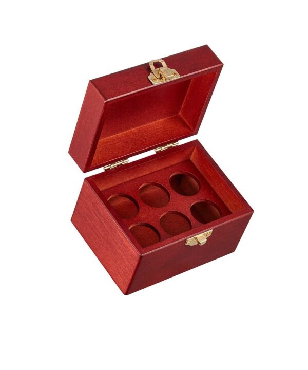 Wooden Storage Box For 6 Essential Oils by Organic Aromas Dark Colored Wood