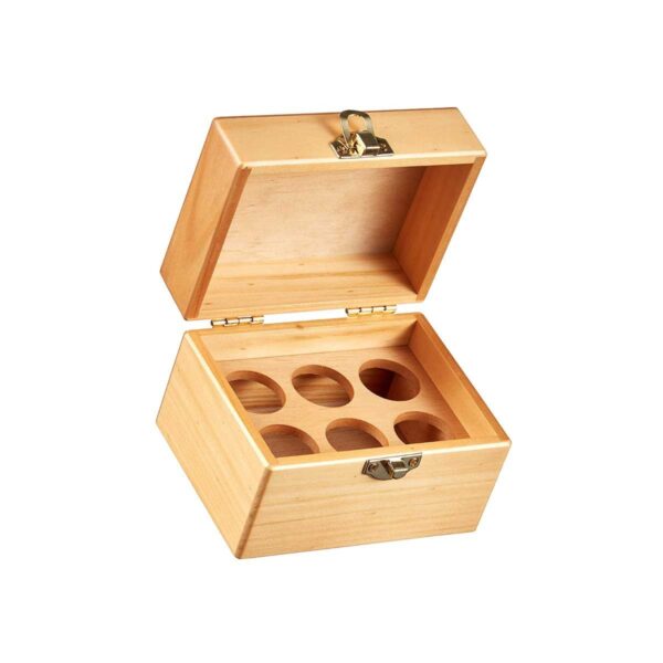 Wooden Storage Box For 6 Essential Oils by Organic Aromas Light Colored Wood
