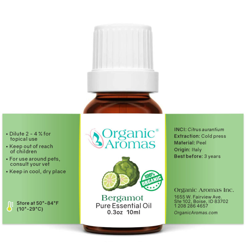 Bergamot Organic Pure Essential Oil 10ml Open Label Bergamot Organic Pure Essential Oil 10ml Open Label