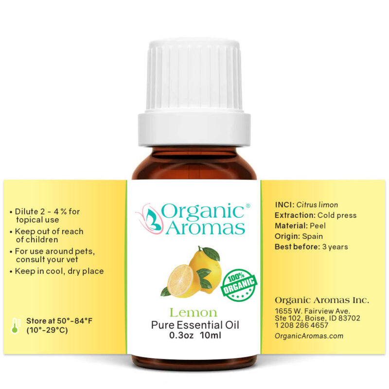 Lemon Organic Pure Essential Oil 10ml Open Label Lemon Organic Pure Essential Oil 10ml Open Label
