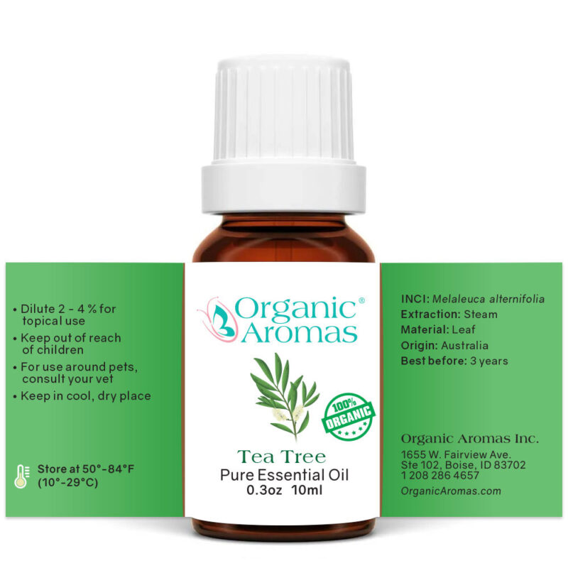 Tea Tree Organic Pure Essential Oil 10ml Open Label Tea Tree Organic Pure Essential Oil 10ml Open Label