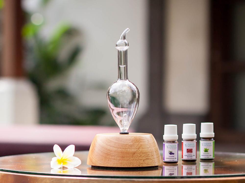 Elegance Nebulizing Essential Oil Diffuser for Aromatherapy by Organic Aromas Light Colored Closeup