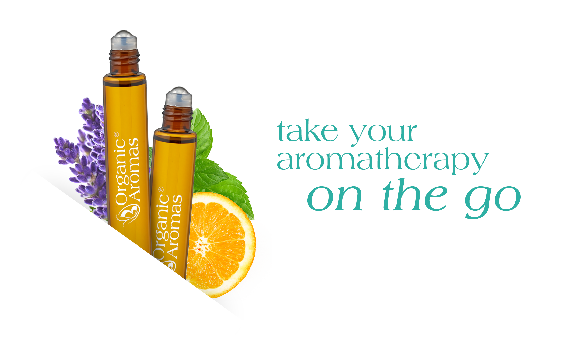 collection of organic aromas roll on essential oils