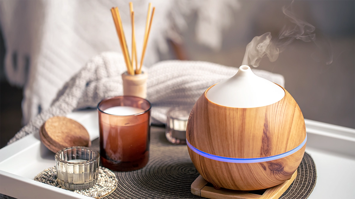 diffuser candles home interior Aromatherapy diffuser emitting fragrant mist