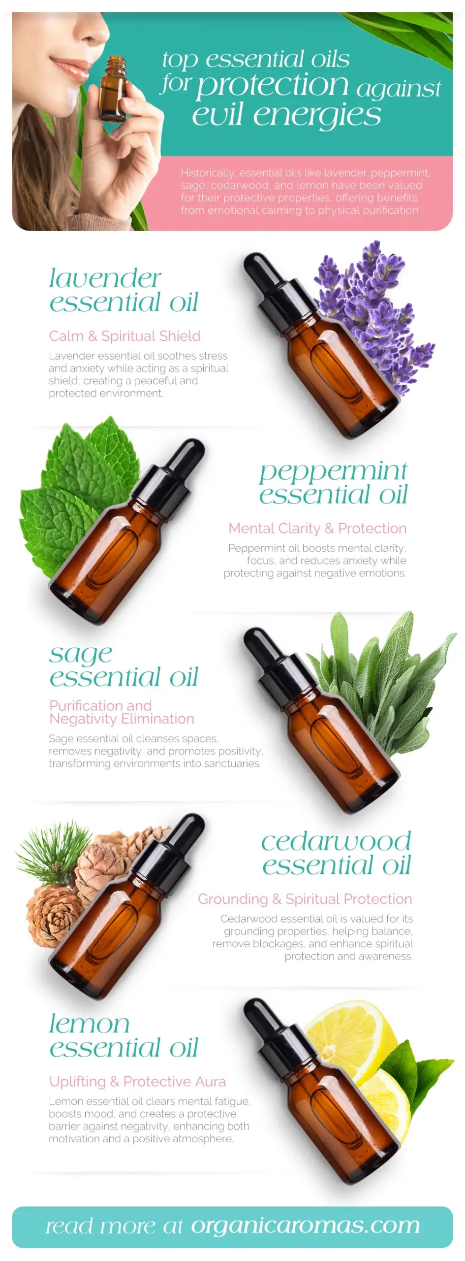 Top Essential Oils for Protection Against Evil Energies Infographic by Organic Aromas