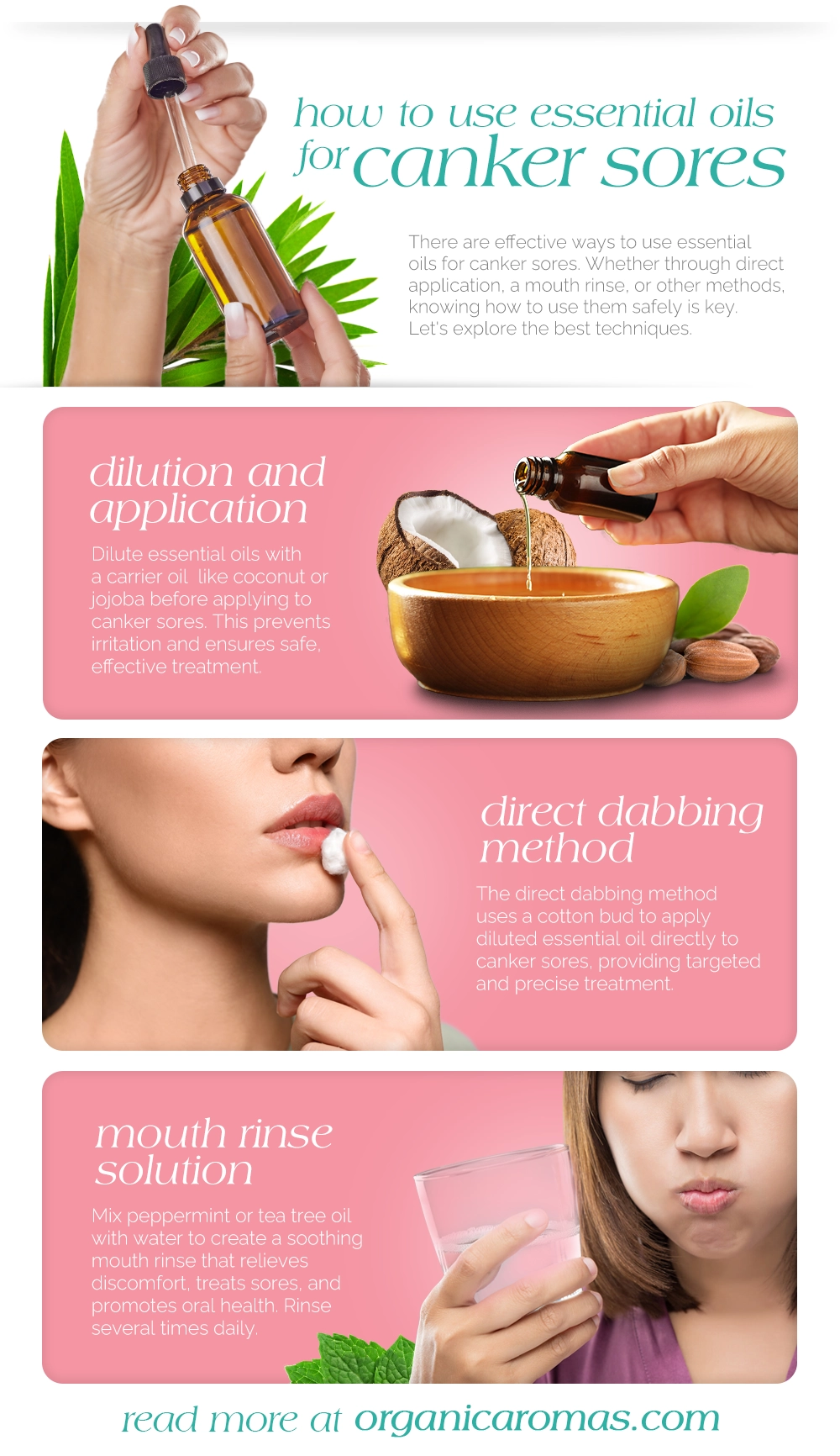 How to Use Essential Oils for Canker Sores Infographic by Organic Aromas