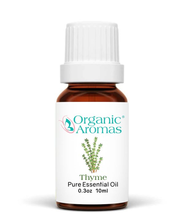 a brown bottle with a white cap of the Thyme Essential Oil-10ml