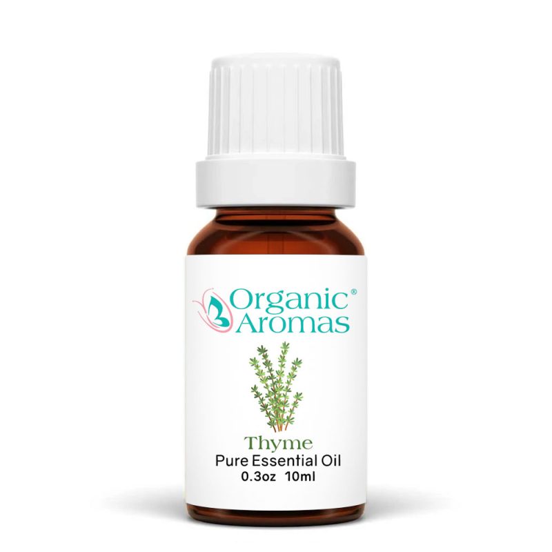 a brown bottle with a white cap of the Thyme Essential Oil-10ml