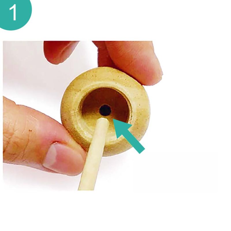 Wooden Aroma Diffuser Ball-071 step 1 insert wooden stick into base of wooden ball
