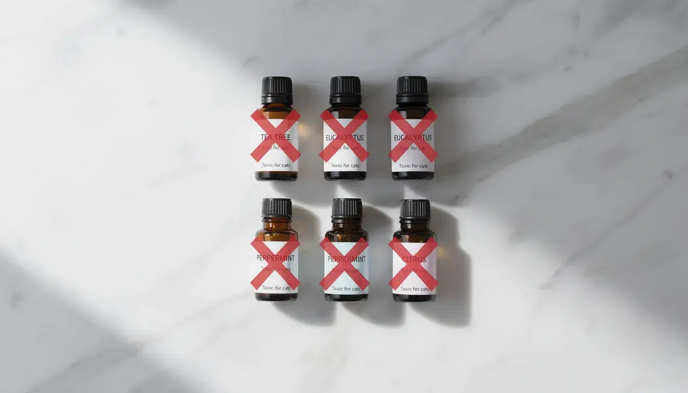 Essential oils that are toxic to cats including tea tree and eucalyptus