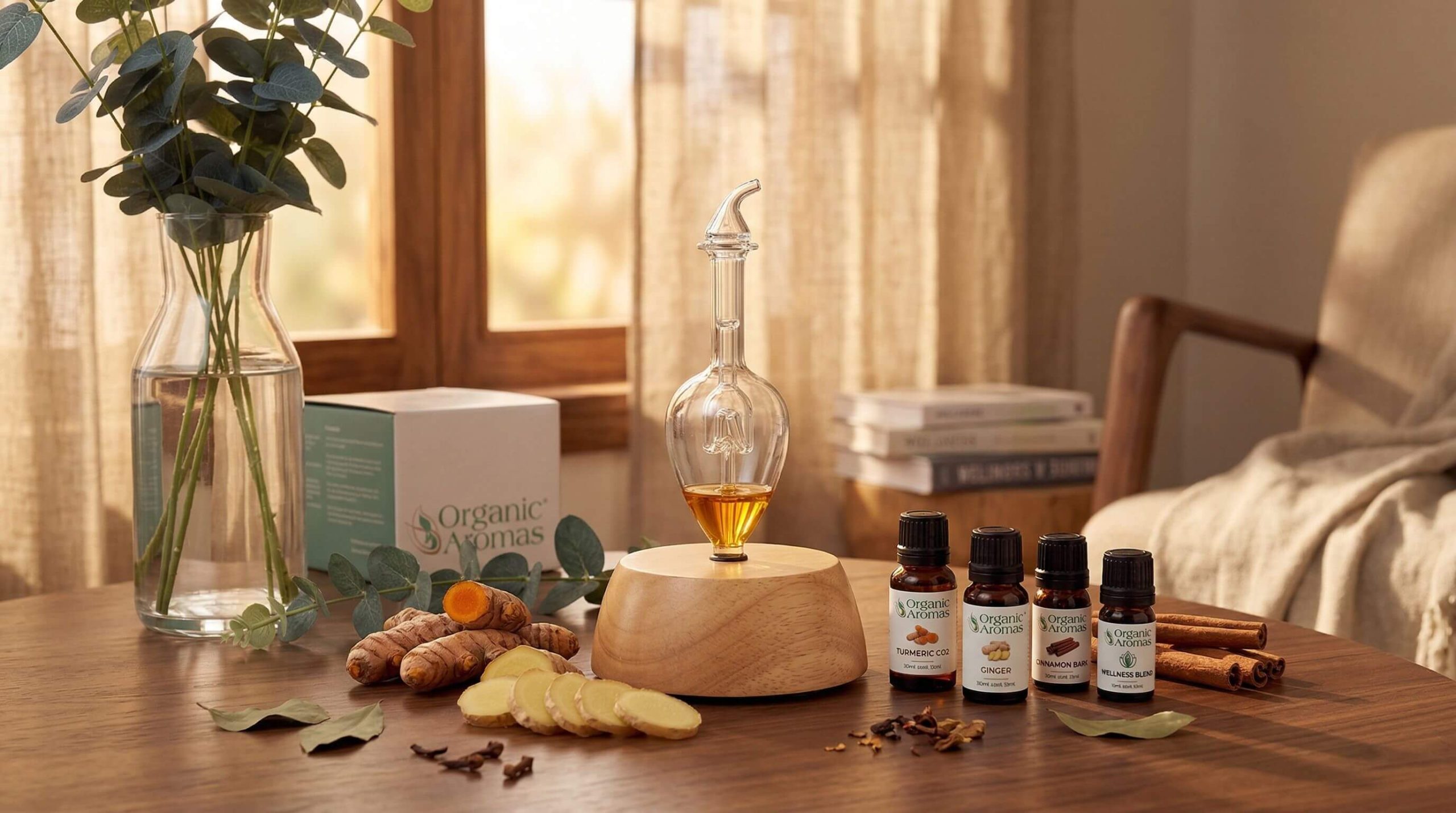 Essential oils for anti-inflammatory relief with nebulizing diffuser