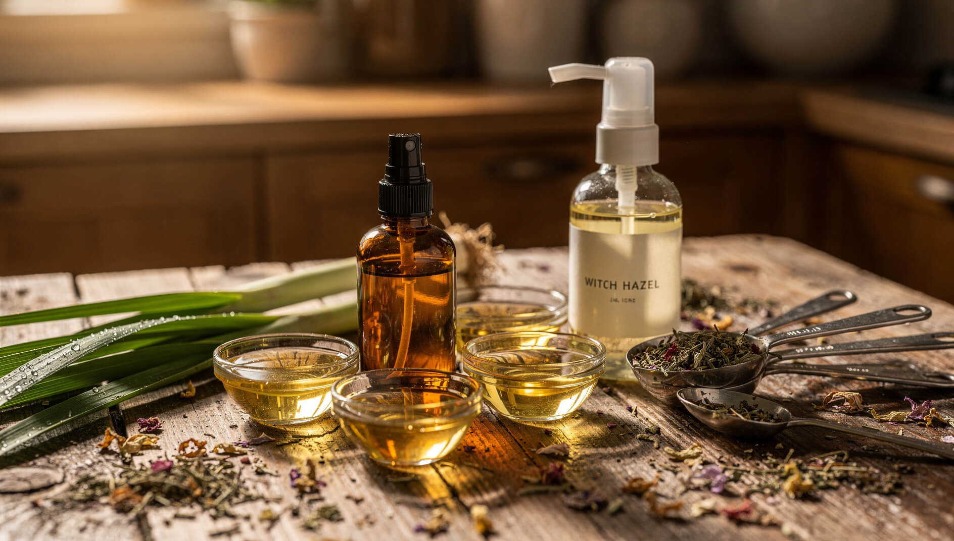 DIY aromatherapy ingredients with lemongrass essential oil and carrier oils