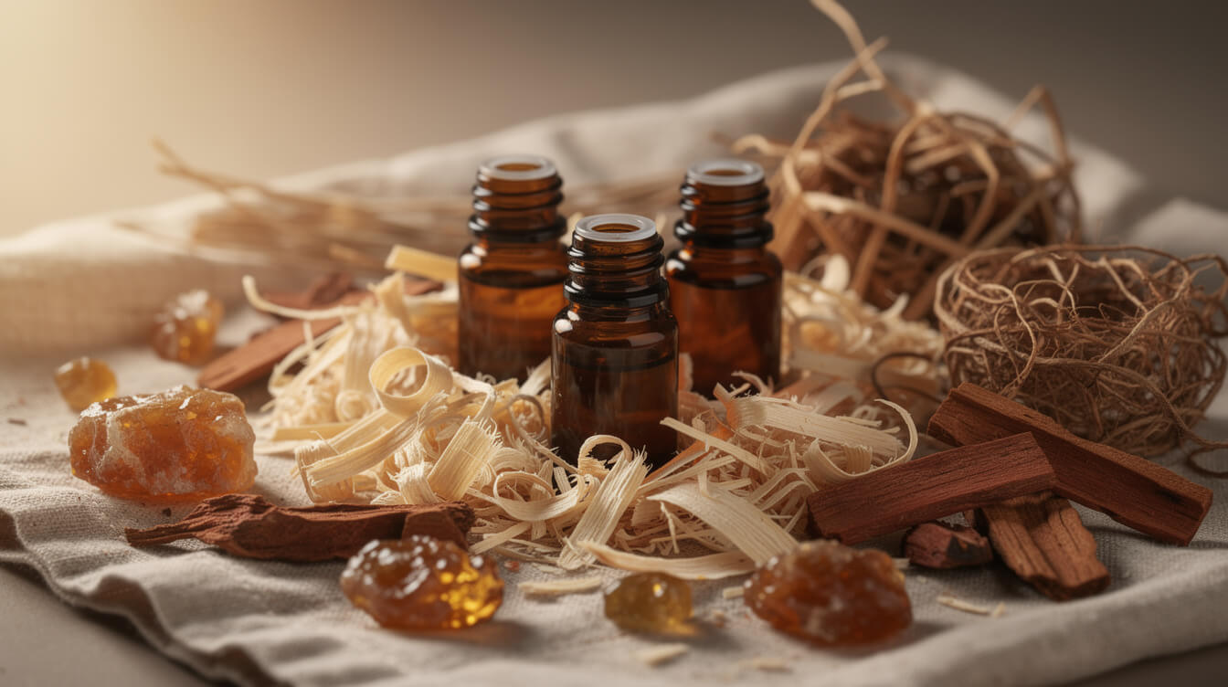 grounding resinous essential oils for a nebulizing diffuser