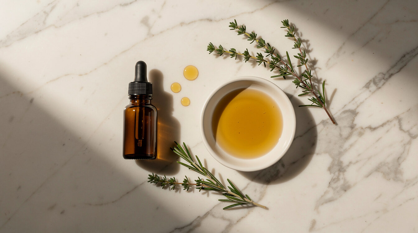 diluting essential oils into a carrier oil for skin care