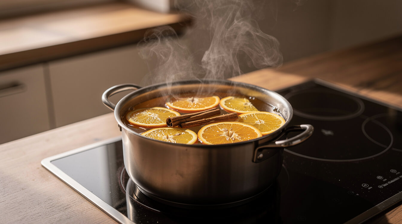 simmer pot natural air freshener on a stovetop