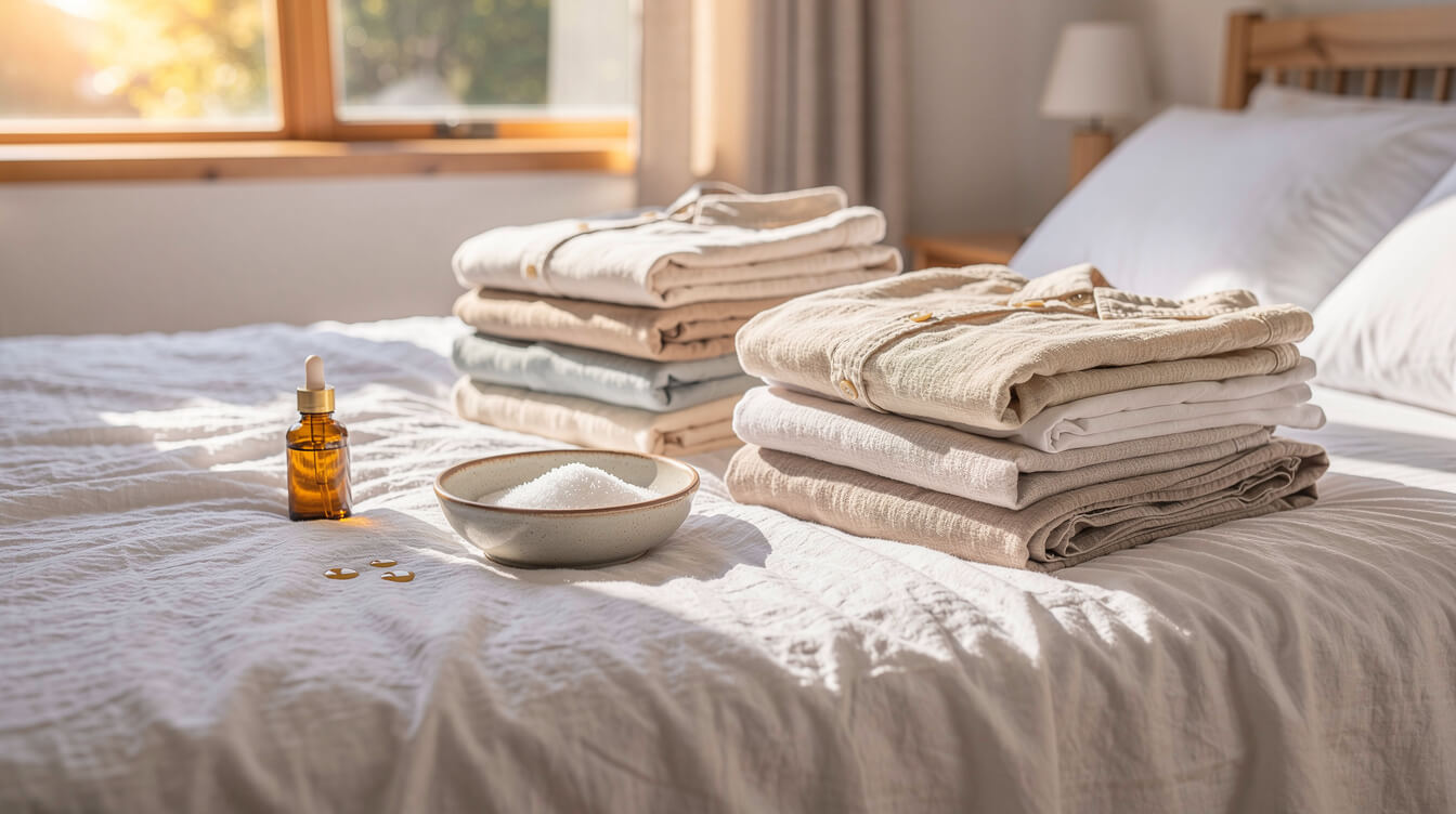 Freshly laundered linens and baking soda used to remove smoke smell from fabrics