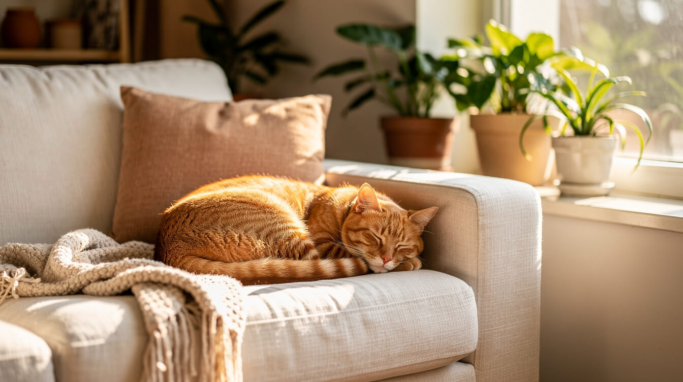 cat resting safely near a ventilated window