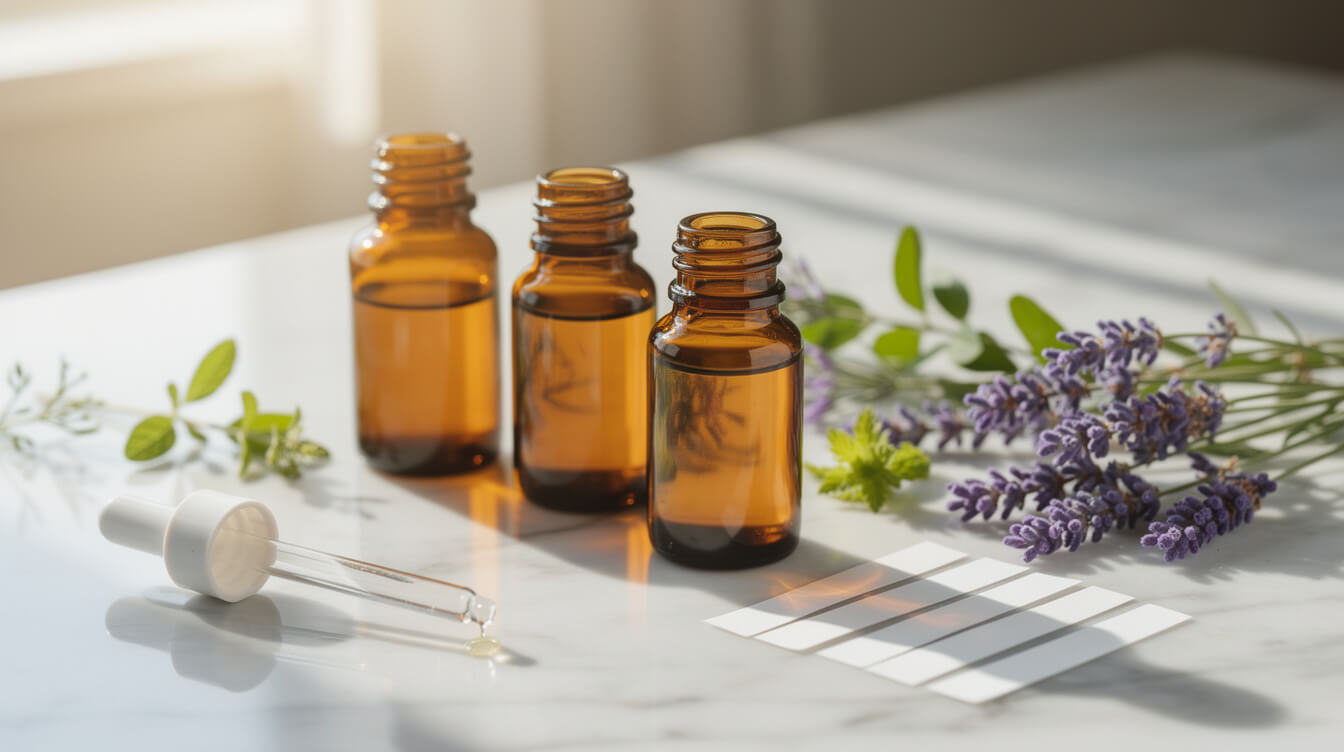 testing the best essential oil brands for purity with paper blotter strips