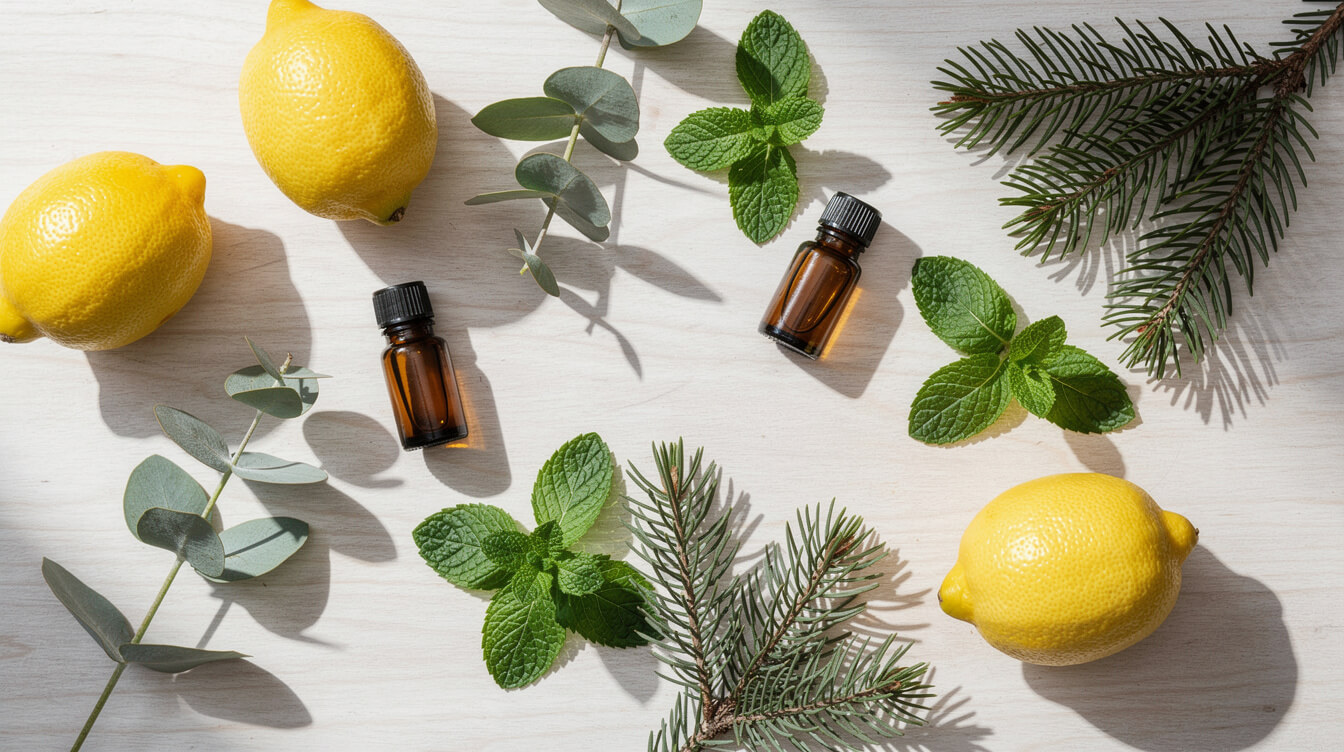 essential oils to clean the air with fresh lemons eucalyptus peppermint and pine