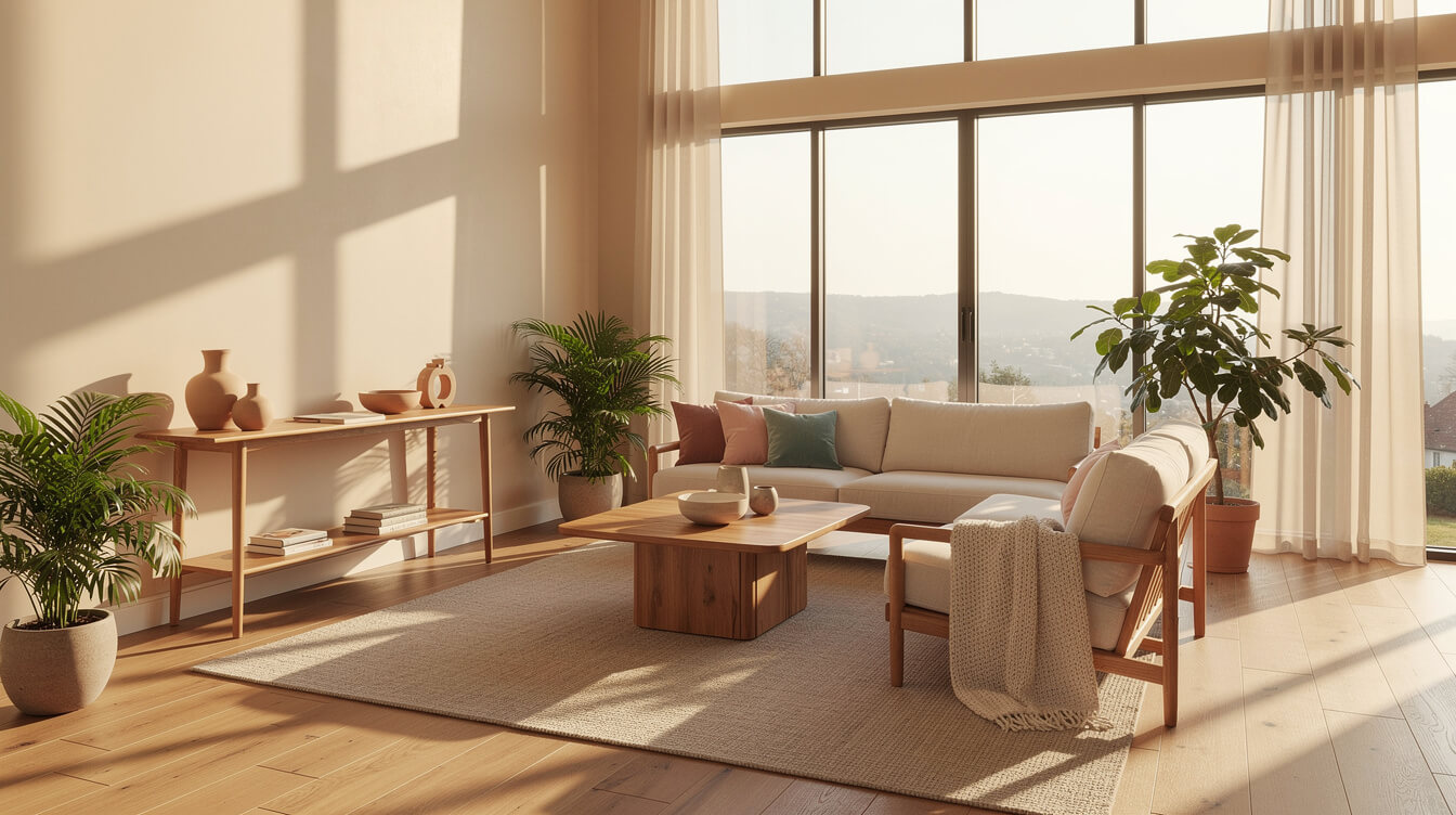 best essential oil diffuser for large spaces in a sunlit open-plan living room