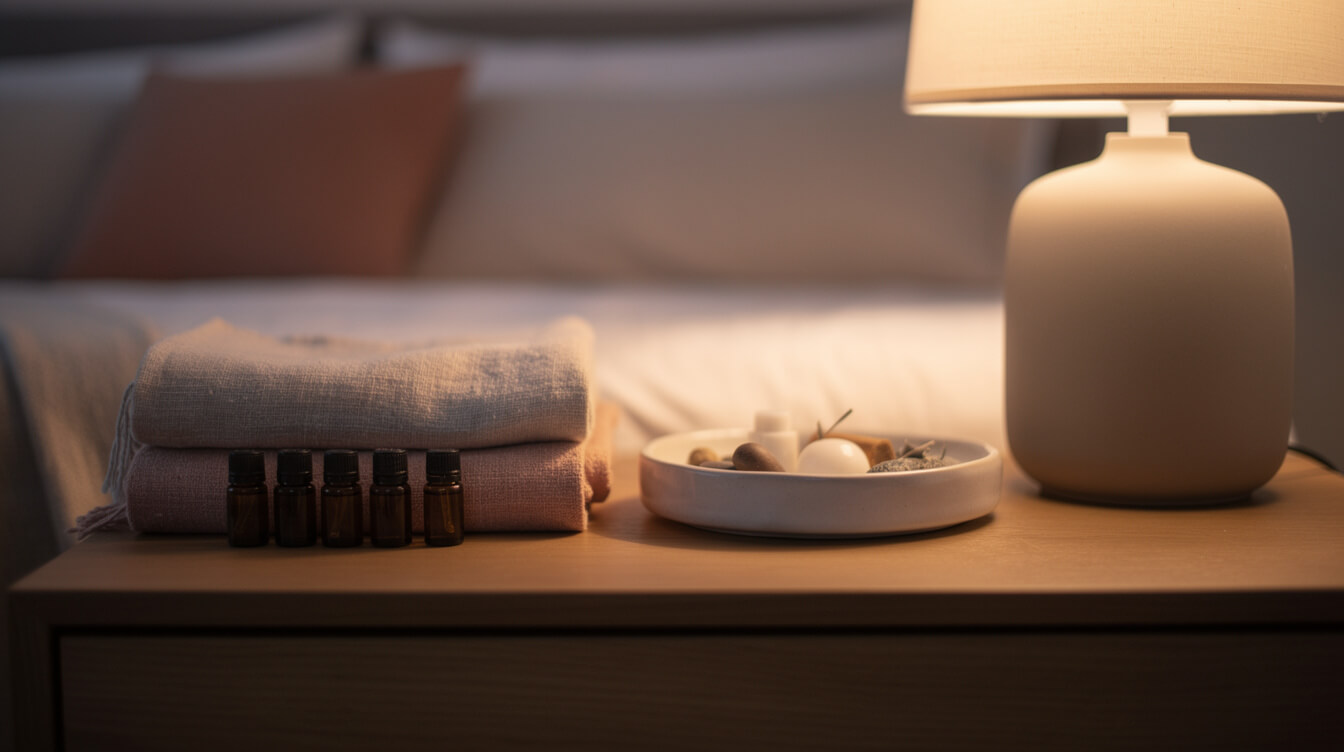 nebulizing diffuser on a bedroom nightstand