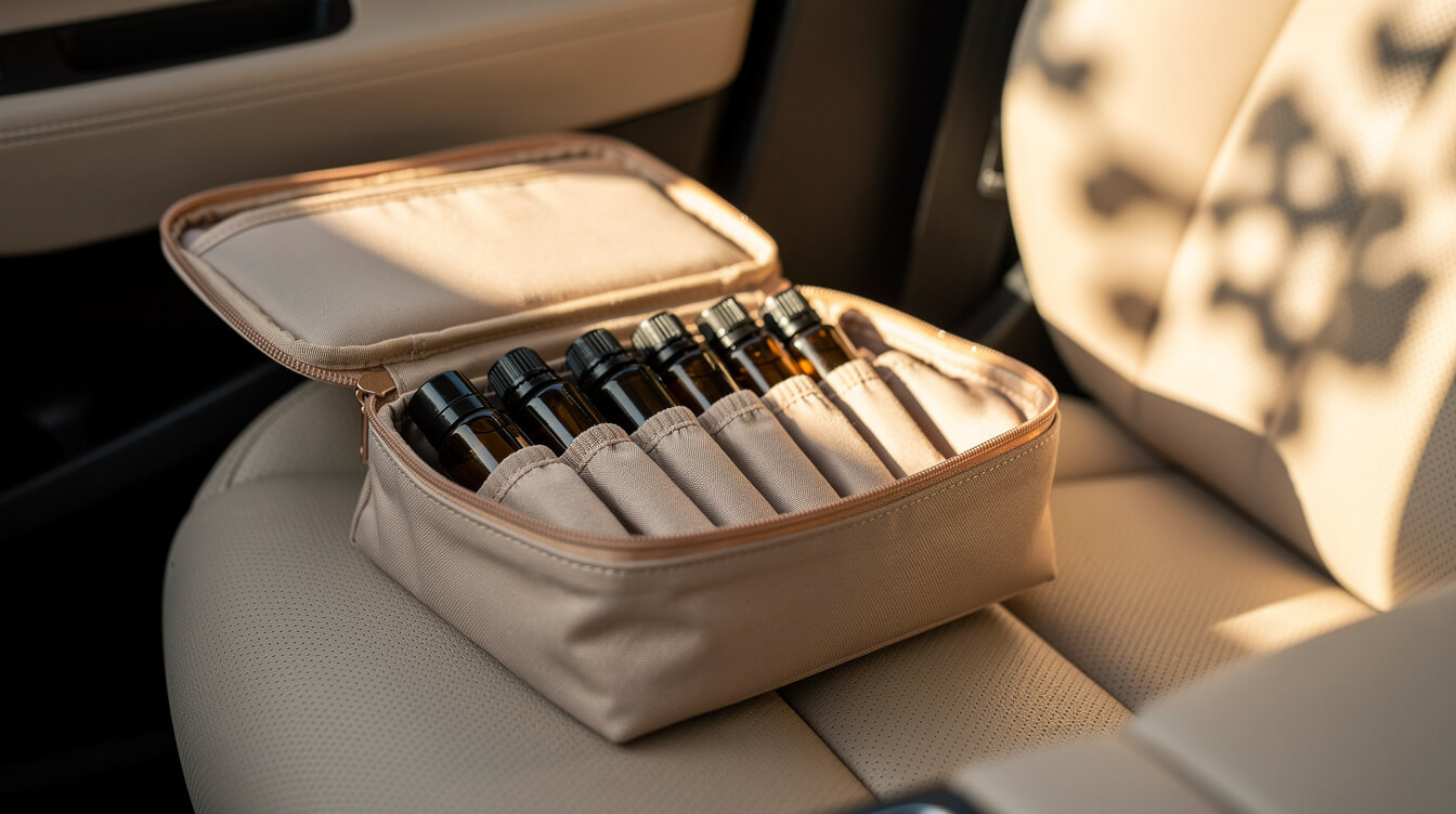 essential oil storage pouch car aromatherapy kit lifestyle