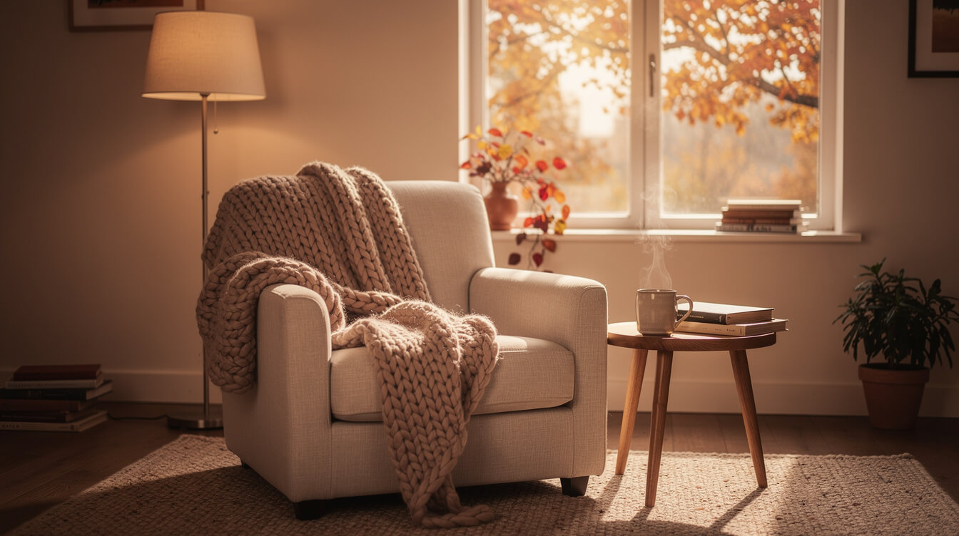 cozy autumn room scented with fall essential oil blends