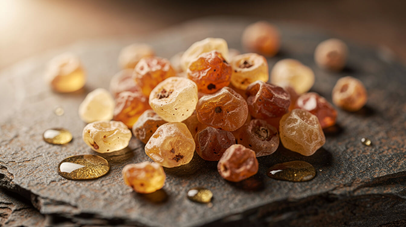 Frankincense aromatherapy oil distilled from amber resin tears