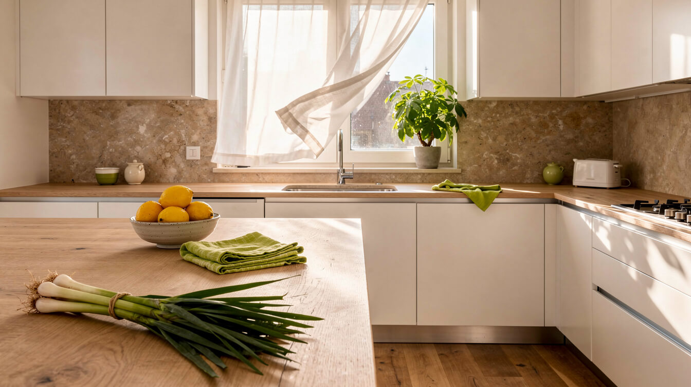 lemongrass diffused as a natural air freshener in a bright kitchen