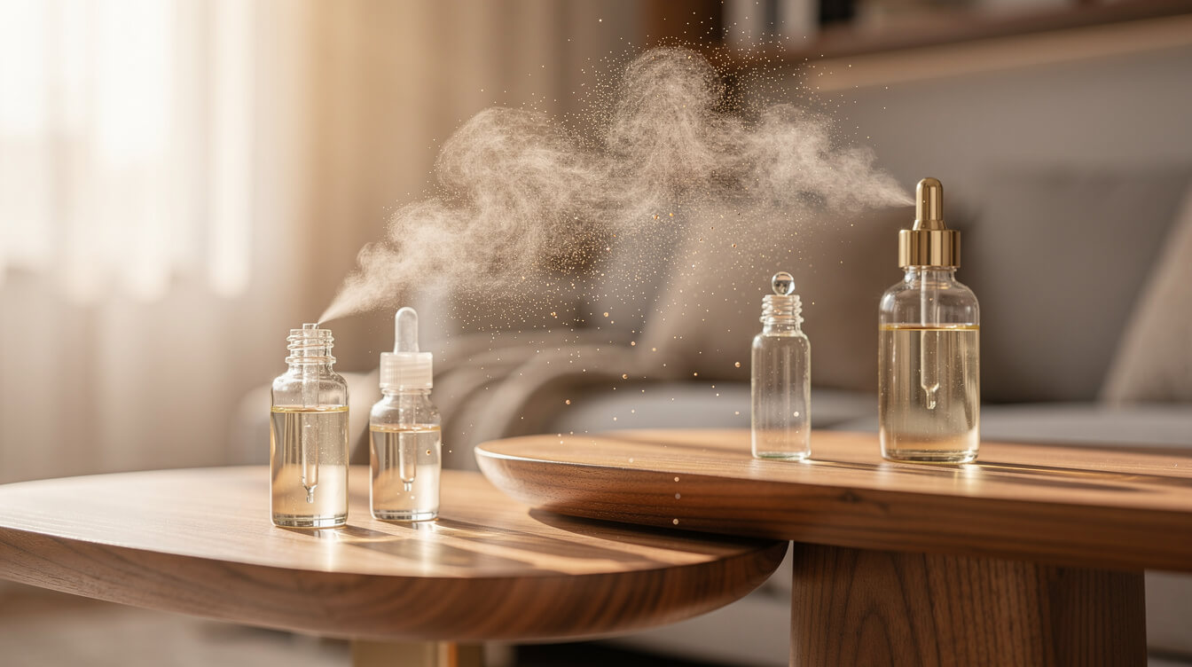 fine aromatic mist produced by a nebulizing diffuser