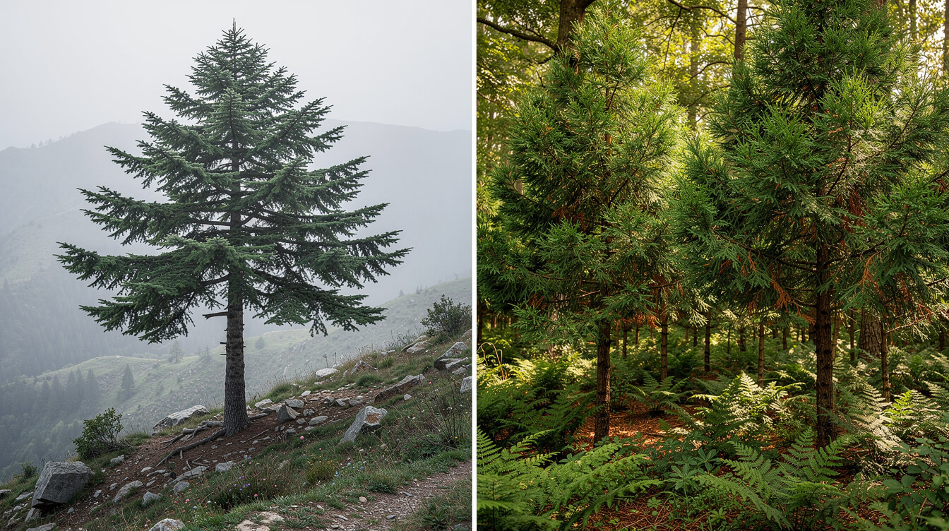 Atlas cedarwood versus Virginian cedarwood varieties side by side botanical comparison