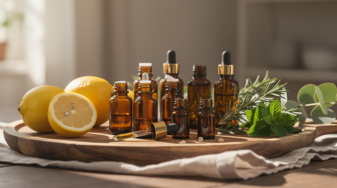 essential oil blending scene with citronella