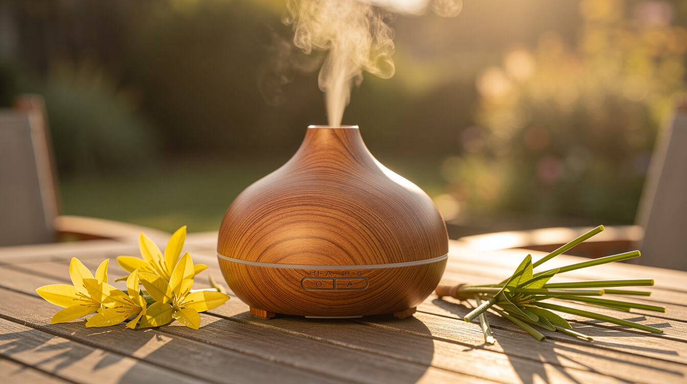nebulizing diffuser outdoors with citronella essential oil