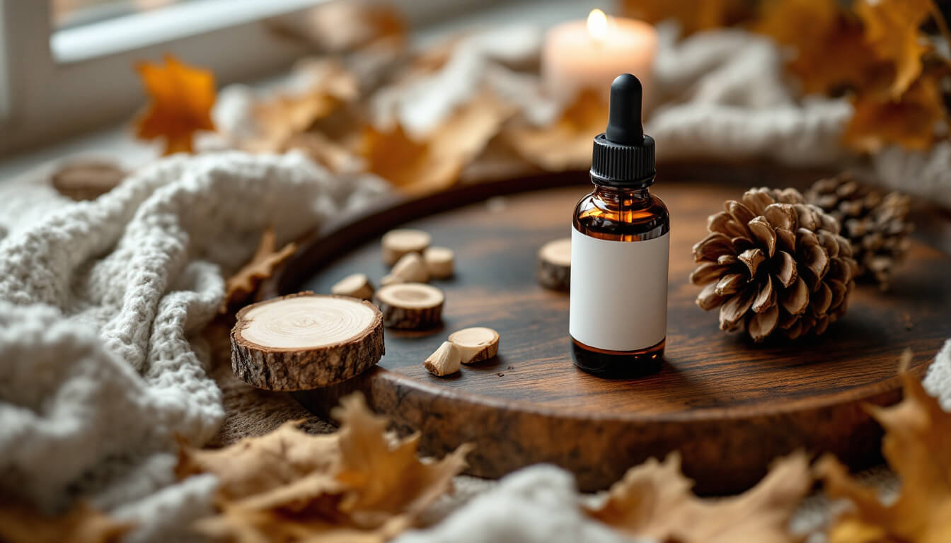 sandalwood essential oil for inhalation aromatherapy autumn ritual