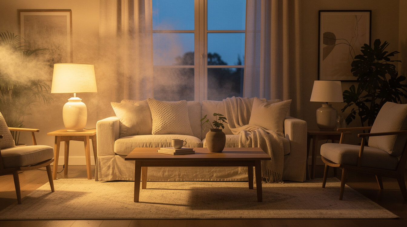 vetiver essential oil diffusing atmosphere